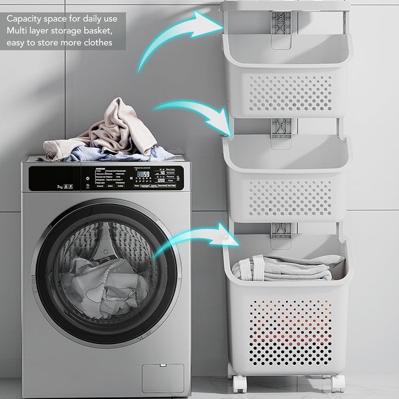 [Top pick for Saudi summer] Rolling Laundry Hamper, PP ABS Stackable Storage Basket with 4 Wheels for Kitchen Bathroom Balcony 34x29cm Mobile Organizer (3 Layer) Worth purchasing Climate adapted upgraded quality Room to room portable Upgraded classic design Trending item Long term use design Market multi-use trusted quality Worldwide simple practical design Widely used in KSA KSA stocked goods Seasonal & permanent compatible Backup reserve local stock Single & bulk storage compatible Riyadh Jeddah Dammam ship Temporary in stock Liquid tight joint General purpose design Practical experience crafted Loved by thousands of buyers Sand resistant Ship within Saudi Arabia Exclusive new launch Continuous warehouse supply Daily wear upgraded resistant material - Image 3