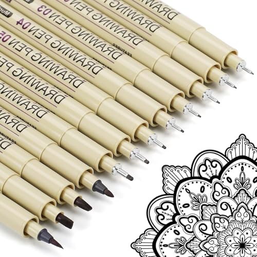 AKUBLE Drawing Pens Micro Fineliner Art Pens 12 Black Fine Line Markers Art Supplies Adults Artist Sketch Waterproof Archival Ink Watercolor Inking Fine Liner Manga Sketching Zentangle Stuff Micron Pen Set - Image 1