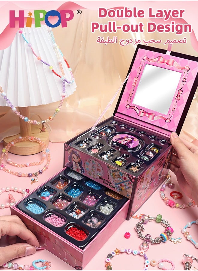 HIPOP Bracelet Making Kit for Girls, DIY Jewelry Making Kit for Kids with Colorful Beads and Mirror, Bracelets Kit with Jewelry Box for Jewelry Making, DIY Arts and Crafts Gifts Toys for Kids  - Image 3