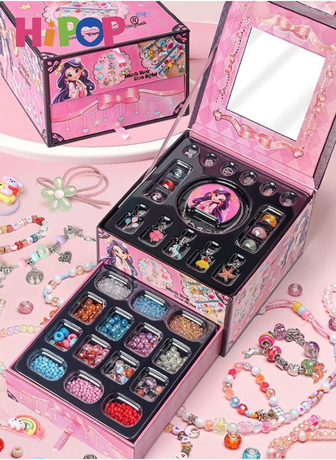 HIPOP Bracelet Making Kit for Girls, DIY Jewelry Making Kit for Kids with Colorful Beads and Mirror, Bracelets Kit with Jewelry Box for Jewelry Making, DIY Arts and Crafts Gifts Toys for Kids  - Image 2