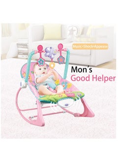 tiibaby Infant To Toddler Recliner Rocker With Soothing Vibration And Adjustable 3-points Harness, 0+ M - Pink/Green  - Image 2