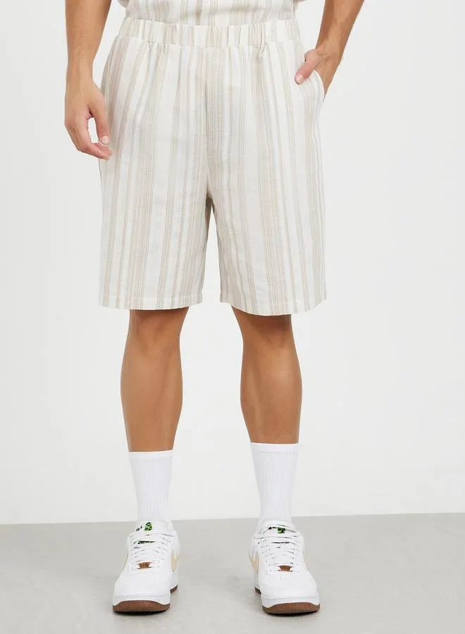 Styli Styli Striped Revere Collar Shirt and Short set