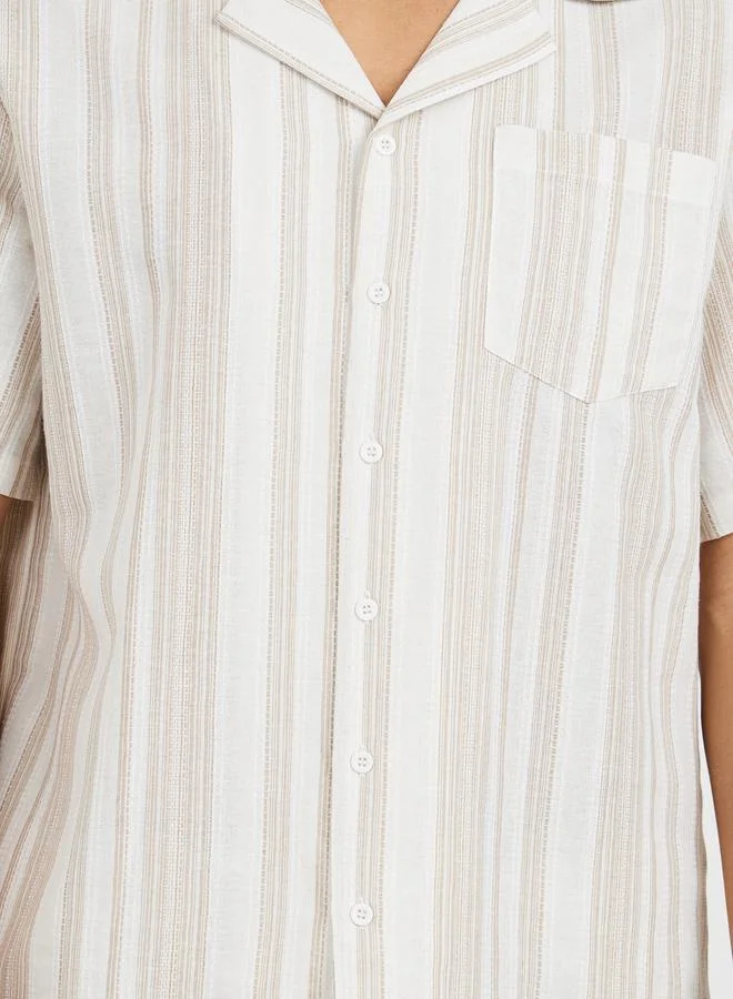 Styli Styli Striped Revere Collar Shirt and Short set