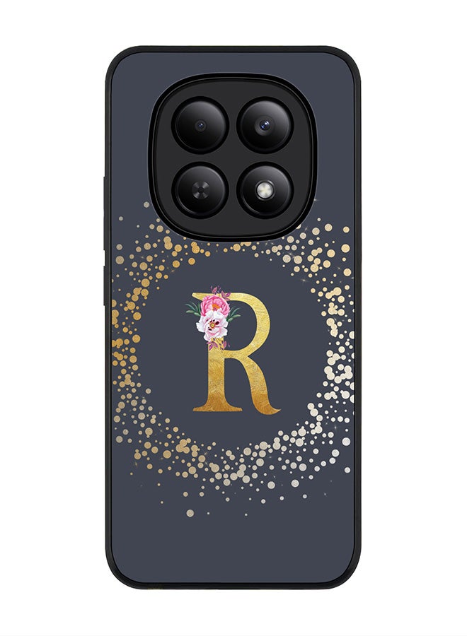 Stylizedd For Xiaomi Redmi Note 15 4G Case,Slim fit Camera Protection, Shockproof Thin Phone cover  - Custom Monogram Floral - R  (Grey ) - Image 1