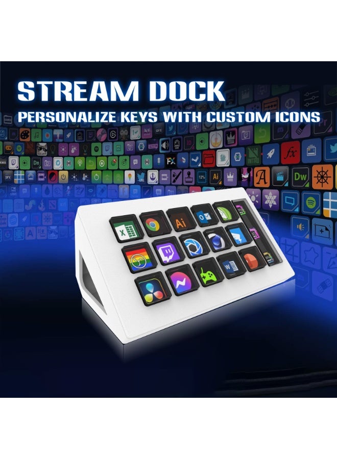 FlashHawk Stream Controller - Streaming Keyboard Deck with 15 LCD Macro Keys Customizable to Trigger Actions in OBS Twitch YouTube Compatible with PC & Mac for Content Creators Streaming Gaming  - Image 2