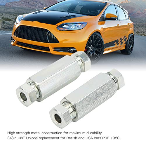BORDSTRACT Brake Pipe Connectors, 2Pcs/Set Brake Pipe Joiners 3/8in Inline Female + Male Nuts Replacement for British USA Cars Repairing Extending Original Pipework - Image 4