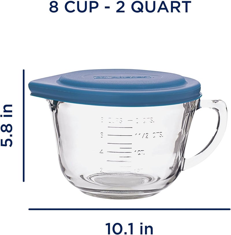 Anchor Hocking Batter Bowl, 2 Quart Glass Mixing Bowl with Blue Lid - Image 2