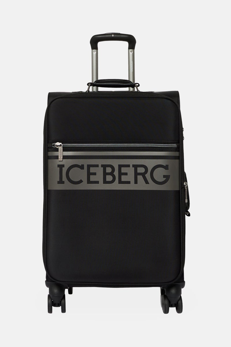 ICEBERG 24 Inch Brand Logo Spinner Luggage Luggage, Black - Image 1