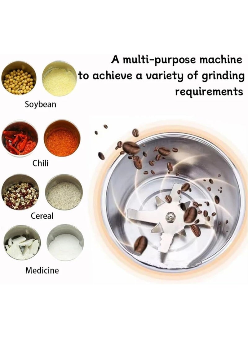 مطحنة حبوب قهوة و توابل كهربائية متعددة الوظائف، مطحنة قهوة مع سكين ضرب من الفولاذ المقاوم للصدأ وغطاء شفاف، سعة 600 مل لحبوب القهوة والمكسرات والتوابل والحبوب والأعشاب - Image 4