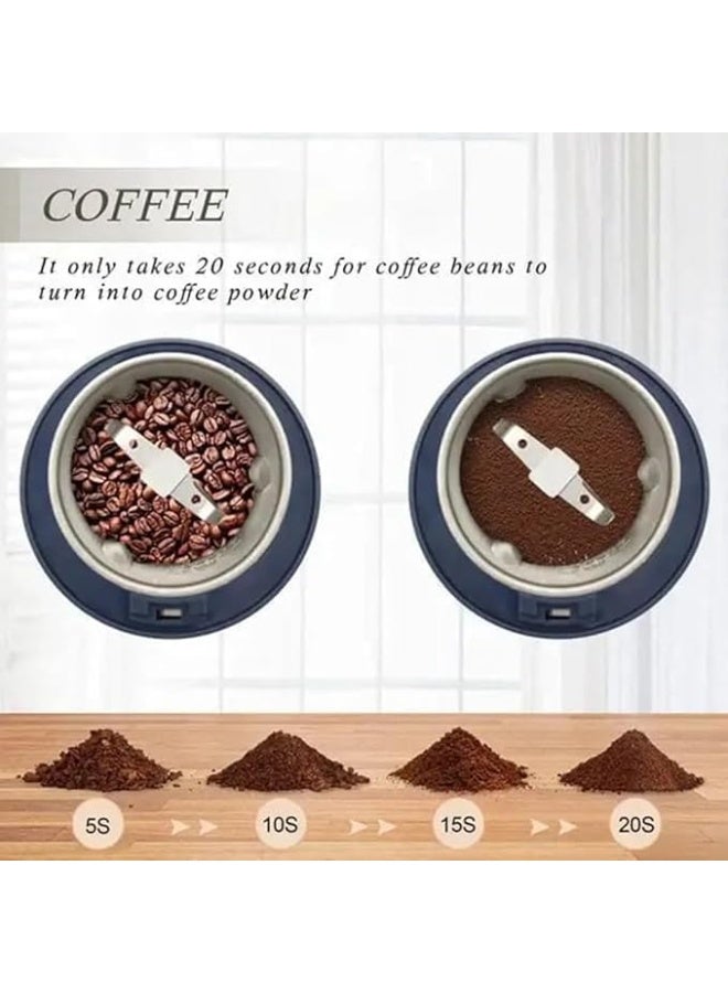 Electric Coffee and Spice Grinder, 300W Motor, Stainless Steel 8-Blade Design, Clear Lid, for Beans, Nuts, Herbs, Grains - Image 5