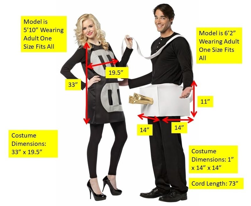Rasta Imposta Lightweight Plug and Socket Couples Costume, Black/White, One Size - Image 5