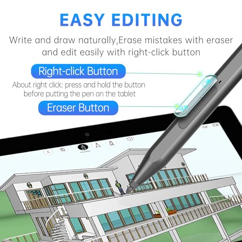 UOGIC Stylus Pen for Surface Pro, Uogic Stylus Pen with Palm Rejection, Smooth Writing,1024 Levels Pressure, Rechargeable, for Surface Pro (3 Gen and Later Versions), Surface Go (1/2/3 Gen) - Image 3