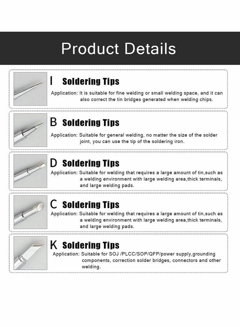 Y&D Soldering Iron Tip, Universal Replacement Tip Lead Free Screwdriver, 900m Tool Kit for Station, Welding and Cutting (5 Pcs)  - Image 3