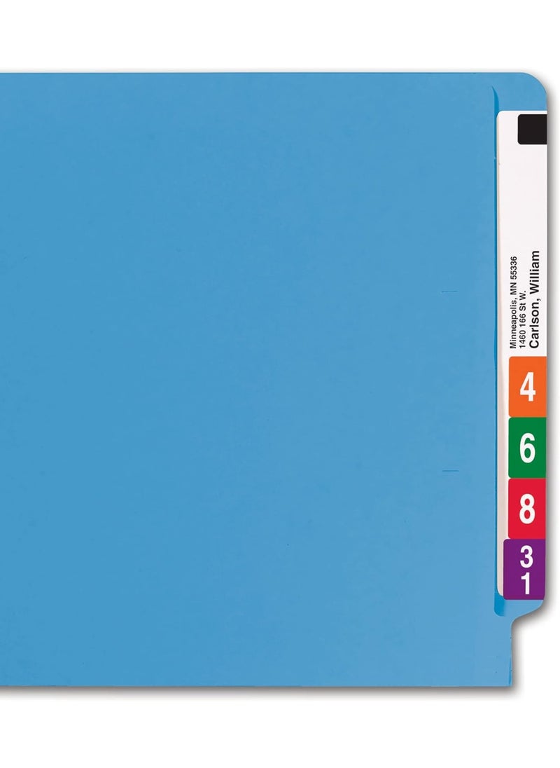 Smead Smead End Tab File Folder, Shelf-Master Reinforced Straight-Cut Tab, Letter Size, Blue, 100 per Box (25010)  - Image 1