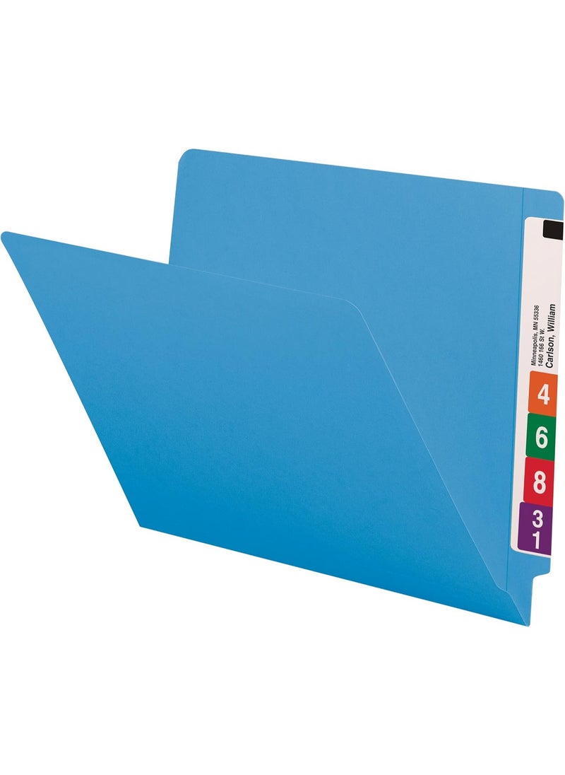 Smead Smead End Tab File Folder, Shelf-Master Reinforced Straight-Cut Tab, Letter Size, Blue, 100 per Box (25010)  - Image 3