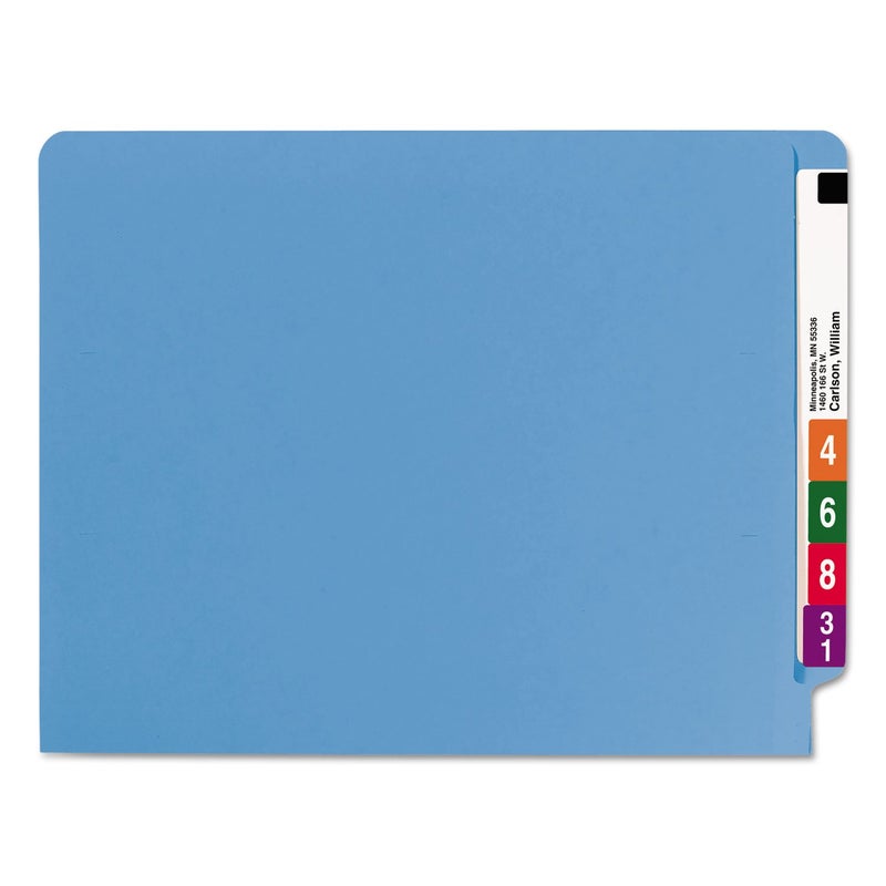 Smead End Tab File Folder, Shelf-Master Reinforced Straight-Cut Tab, Letter Size, Blue, 100 per Box (25010) - Image 2
