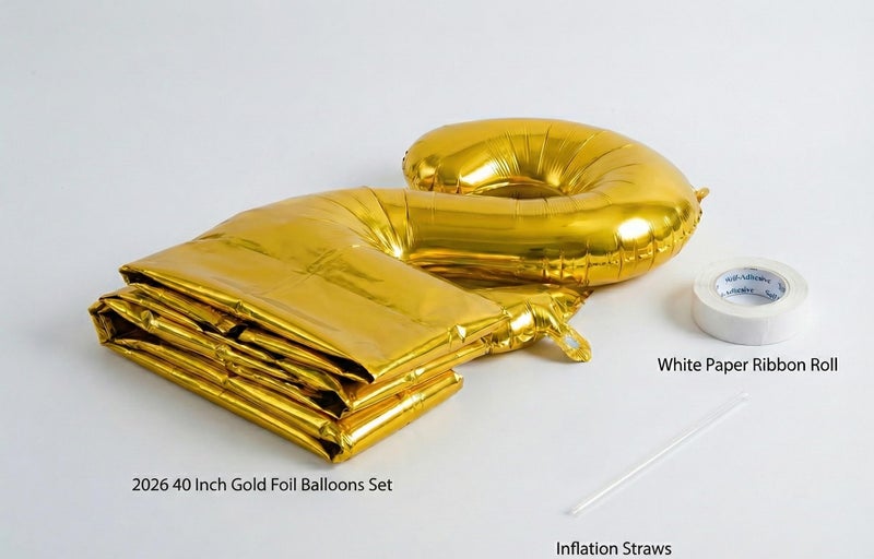 UniBro 2026 Happy New Year Balloons - 42 Inch Large Gold Foil Number Set (2,0,2,6) - Ideal for New Year's Eve Party Supplies, NYE Decorations & 2026 Graduation - Image 4