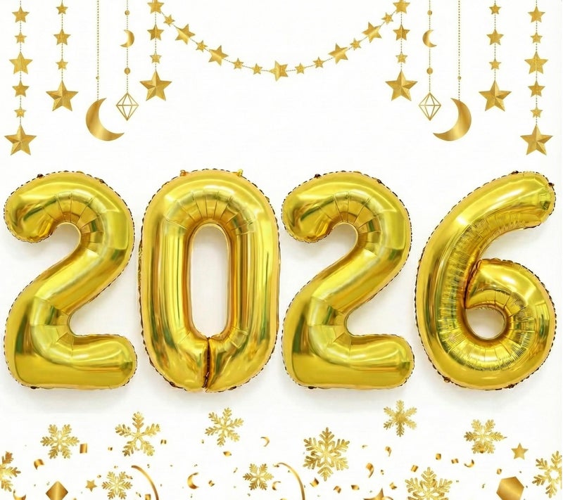 UniBro 2026 Happy New Year Balloons - 42 Inch Large Gold Foil Number Set (2,0,2,6) - Ideal for New Year's Eve Party Supplies, NYE Decorations & 2026 Graduation - Image 1
