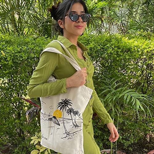 EcoRight Eco Right Aesthetic Canvas Tote Bag for Women with Zipper, Tote Bag for Beach, Grocery, Travel, Work, Gym, Daily Use - Image 2