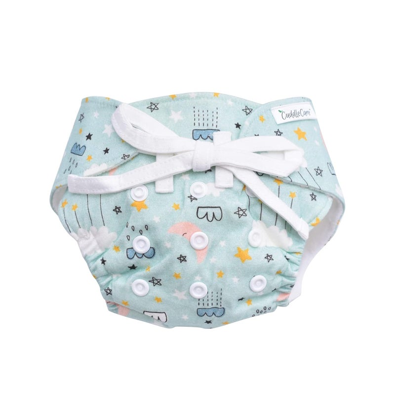 CuddleCare Duo Cloth Diaper for babies For 0-5 months Daiper/Nappy For New Born Babies,Cotton PUL,quick dry thin pads last for 3 hrs Reusable/adjustable/MoonPie - Image 1