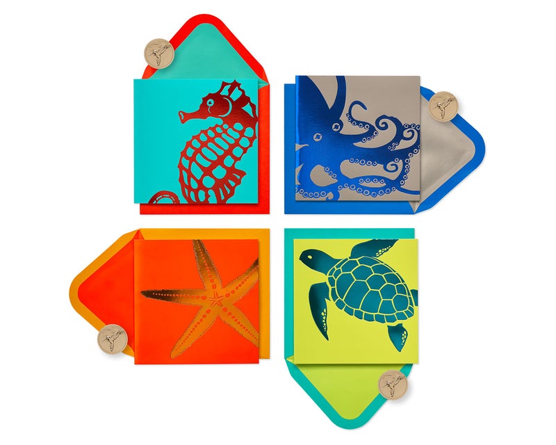 Papyrus Blank Cards with Envelopes Sea Life 20Count