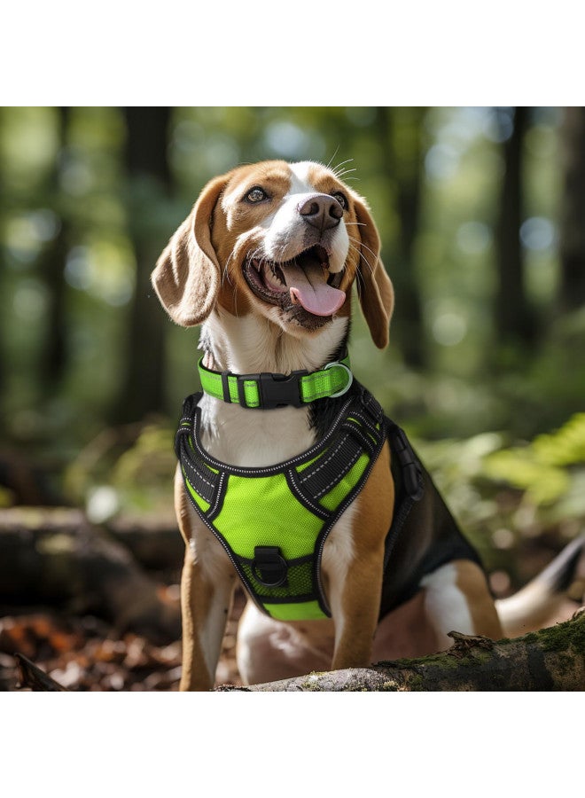 Joytale Reflective Dog Collar,Soft Neoprene Padded Breathable Nylon Pet Collar Adjustable for Medium Dogs,Green,M - Image 2