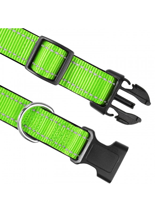 Joytale Reflective Dog Collar,Soft Neoprene Padded Breathable Nylon Pet Collar Adjustable for Medium Dogs,Green,M - Image 3