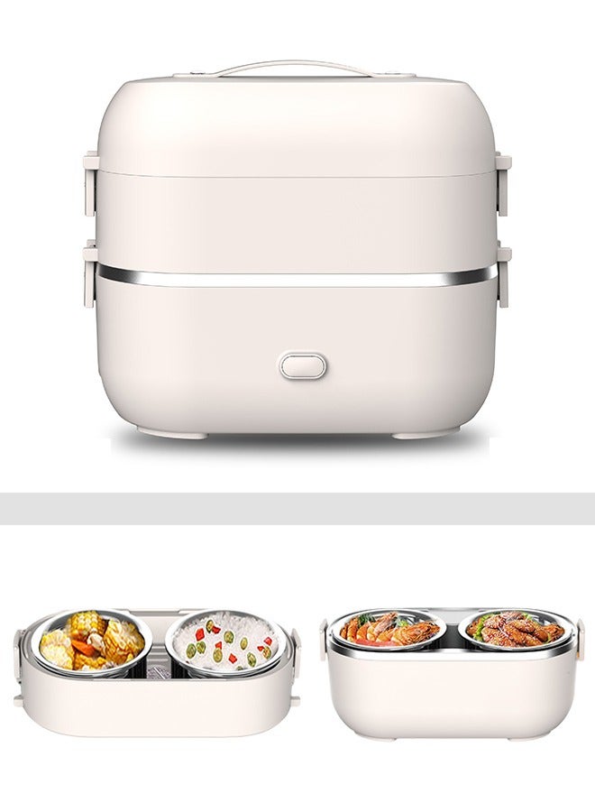 Portable Self Cooking Electric Lunch Box, Mini Rice Cooker, 2 Layers Food Insulation Lunch Box for Home Office Dormitory Travel Outdoor Kitchen  2L - Image 1
