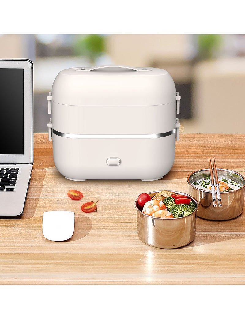 Portable Self Cooking Electric Lunch Box, Mini Rice Cooker, 2 Layers Food Insulation Lunch Box for Home Office Dormitory Travel Outdoor Kitchen  2L - Image 2