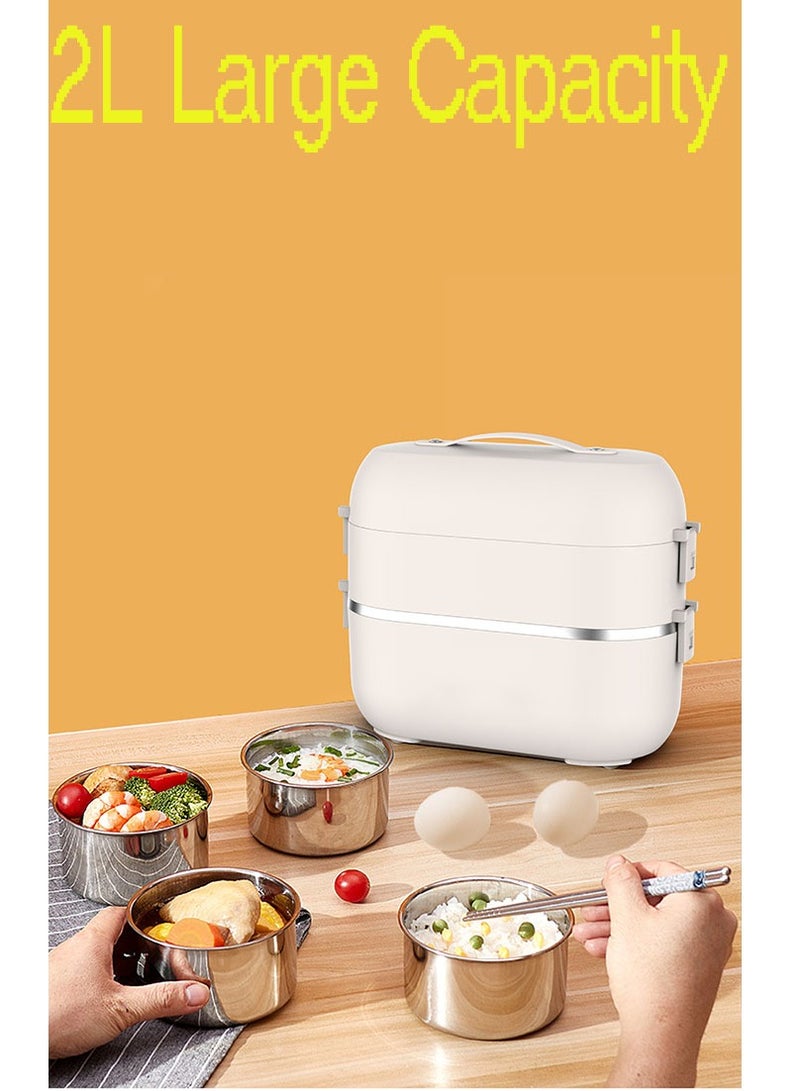 Portable Self Cooking Electric Lunch Box, Mini Rice Cooker, 2 Layers Food Insulation Lunch Box for Home Office Dormitory Travel Outdoor Kitchen  2L - Image 5