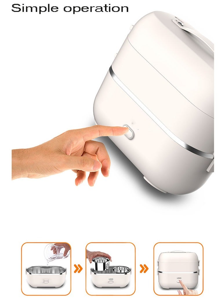 Portable Self Cooking Electric Lunch Box, Mini Rice Cooker, 2 Layers Food Insulation Lunch Box for Home Office Dormitory Travel Outdoor Kitchen  2L - Image 4
