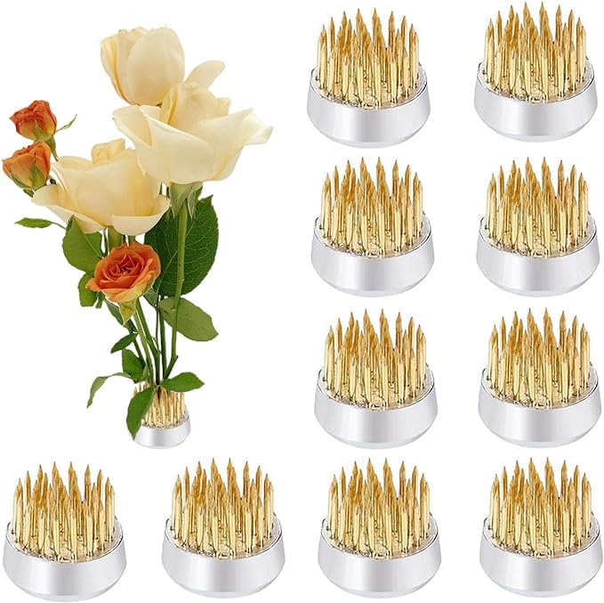 10Pcs Floral Frogs 23mm/0.9inch Round Kenzans Mini Flower Frog Pin Frog Japanese Ikebana Spiky Frog Fixed Tools Metal Flower Arranger Tool Pin Holder for Small Vase