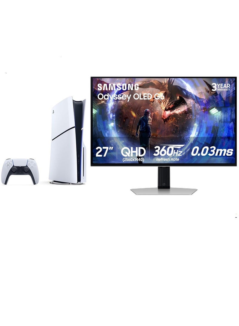 Sony PS5 x Odyssey G6 Speed Set - PlayStation 5 Digital Console + Odyssey G6 27” OLED QHD 360Hz 1ms Gaming Display - Image 1