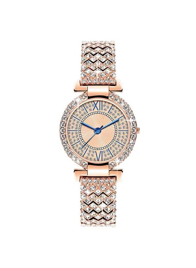 Women's Bracelet Strap Quartz Watch Analog Display Round Dial Watch with Full Rhinestone Decoration Waterproof Elegant Gift for Ladies - Image 2