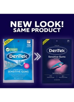 Dentek DenTek Comfort Clean Sensitive Gums Floss Picks, Soft & Silky Ribbon, 150 Count, 3 Pack  - Image 2