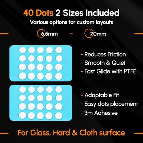 ESPTIGER ICE V2 DIY Universal Mouse Skates, 40-Piece PTFE Dots, 4 Sizes, White | Smooth Glide Feet with Curved Edges and 3M Adhesive for Custom Upgrades - Image 4