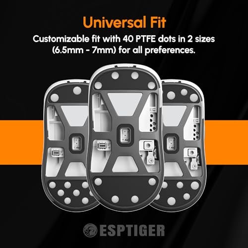ESPTIGER ICE V2 DIY Universal Mouse Skates, 40-Piece PTFE Dots, 4 Sizes, White | Smooth Glide Feet with Curved Edges and 3M Adhesive for Custom Upgrades - Image 5