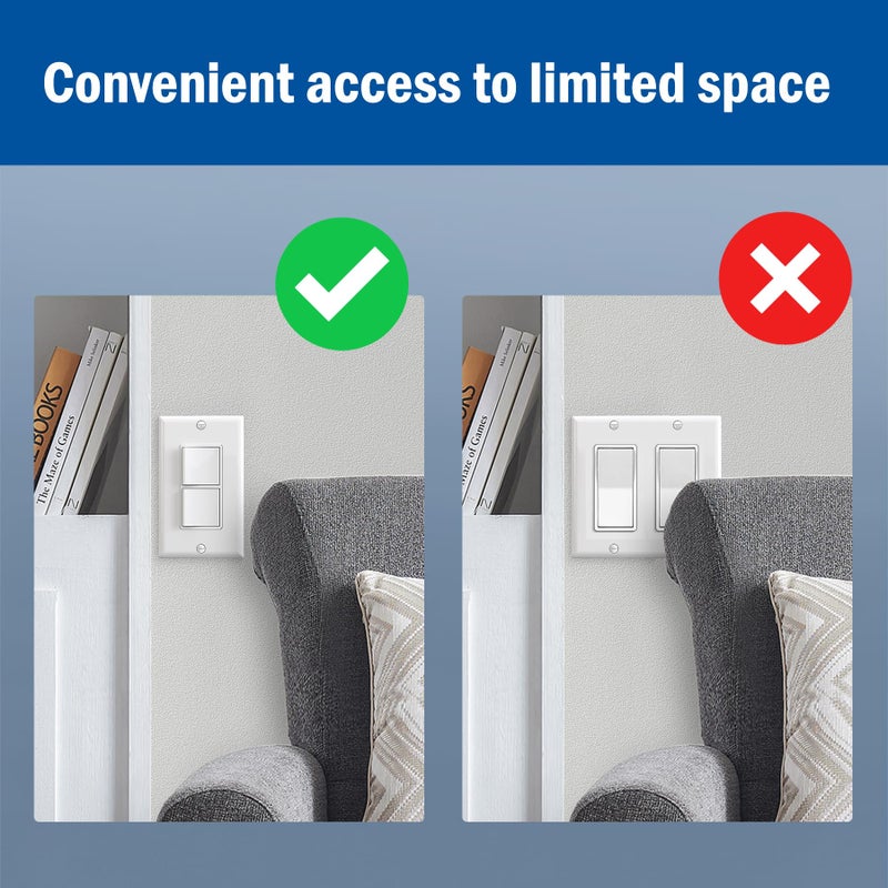 CML Hardware CML Double Rocker Decorator Light Switch, Dual Single Pole Paddle in-Wall Switch, Self-grounding Electrical On/Off Interrupter, 15A 120V, UL Listed, 1 Pack, White - Image 4