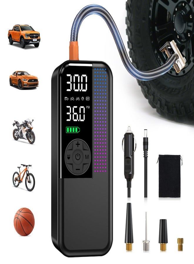 WEOLULI Tire Inflator Portable Air Compressor, 150 PSI Cordless Air Pump, Dual Power 6000mAh, 12V DC Car Plug, Fast Inflation 24L/Min, Auto Shut-Off, LED Light, 4 Preset Modes for Car, Bike, Motorcycle, Balls - Image 1