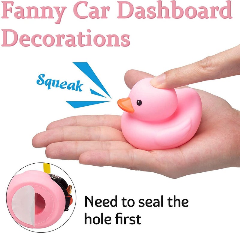 wonuu Pink Duck Car Dashboard Decorations Rubber Duck Car Ornaments Cool Duck with Propeller Helmet Sunglasses Gold Chain - Image 3