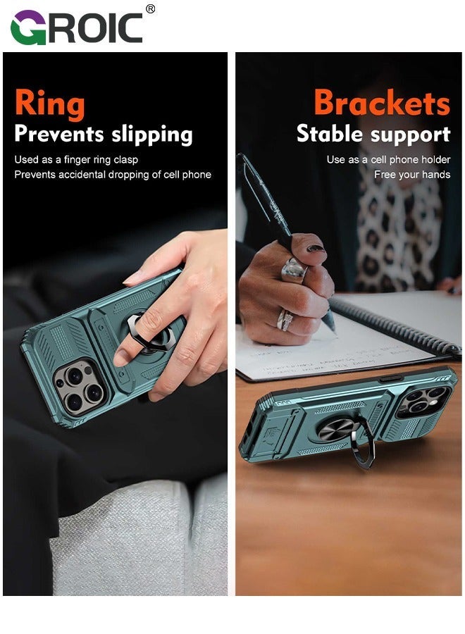 GROIC iPhone 16 Pro Case, Kickstand Case with Card Slot,Rotated Ring  Shockproof Protective Cover,iPhone Phone Shell 6.3'' - Image 3