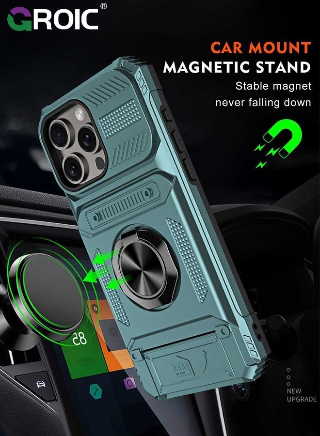 GROIC iPhone 16 Pro Case, Kickstand Case with Card Slot,Rotated Ring  Shockproof Protective Cover,iPhone Phone Shell 6.3'' - Image 4