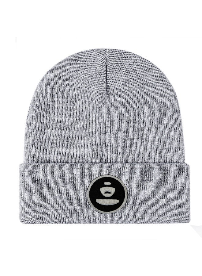 BAPE Heather Grey Knit Beanie with Embroidered Ape Head Logo