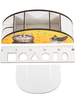 KutuTR Wooden Vip Cat Series Desktop Pen Holder Organizer with Rainbow Ruler and Mounted Box  - Image 5