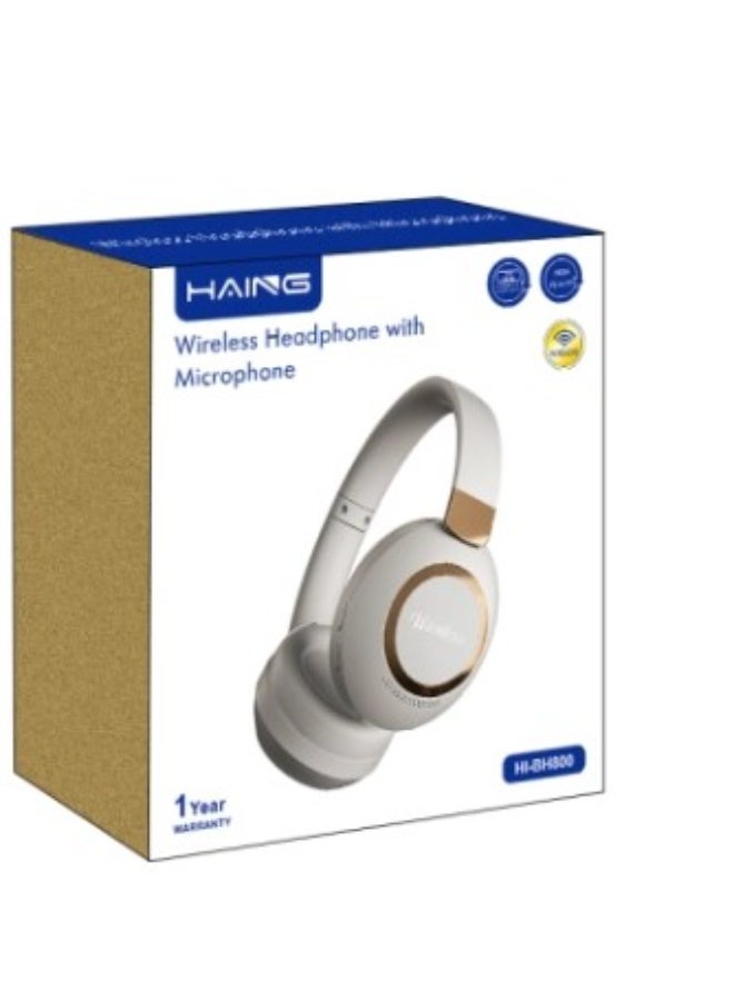 Haing Wireless Headphone with Microphone White