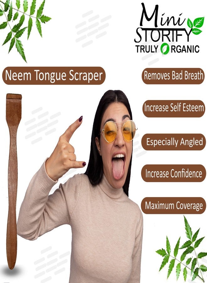 Mini Storify Truly Organic فرشاة أسنان ميني ستوريفاي العضوية بالكامل للبالغين من الخيزران - تنظيف الفم، | فرشاة أسنان للأطفال من الخيزران - تنظيف الفم، | منظف/مكشطة لسان من خشب النيم النقي للبالغين والأطفال (عبوة من 12 قطعة) - Image 5