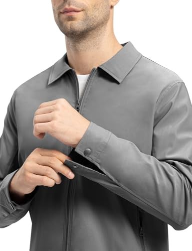 TBMPOY Mens Lightweight Jackets Casual Windbreaker Stylish Light Fall Spring Golf Work Dress Business Grey L - Image 3