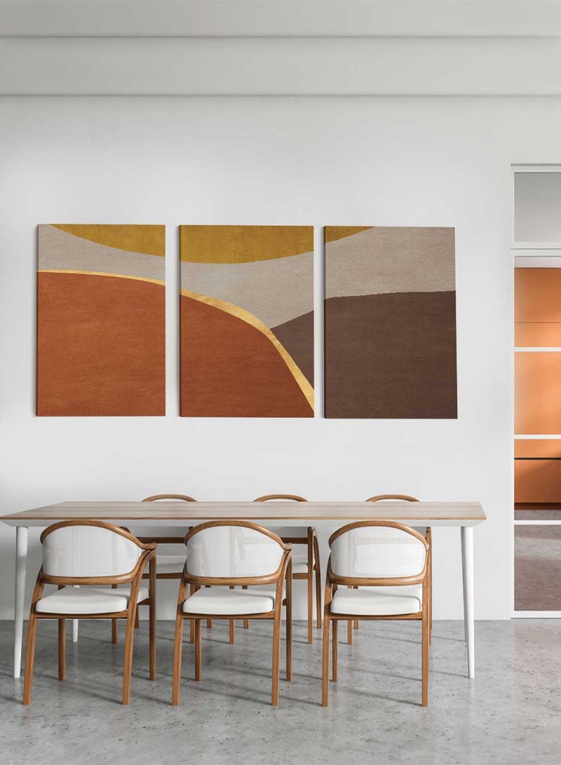 LOWHA مجموعة من 3 لوحات فنية جدارية مؤطرة من القماش مشدودة على إطار خشبي، لوحات جدارية تجريدية على السجاد، للمنزل، غرفة المعيشة، ديكور المكتب - Image 3