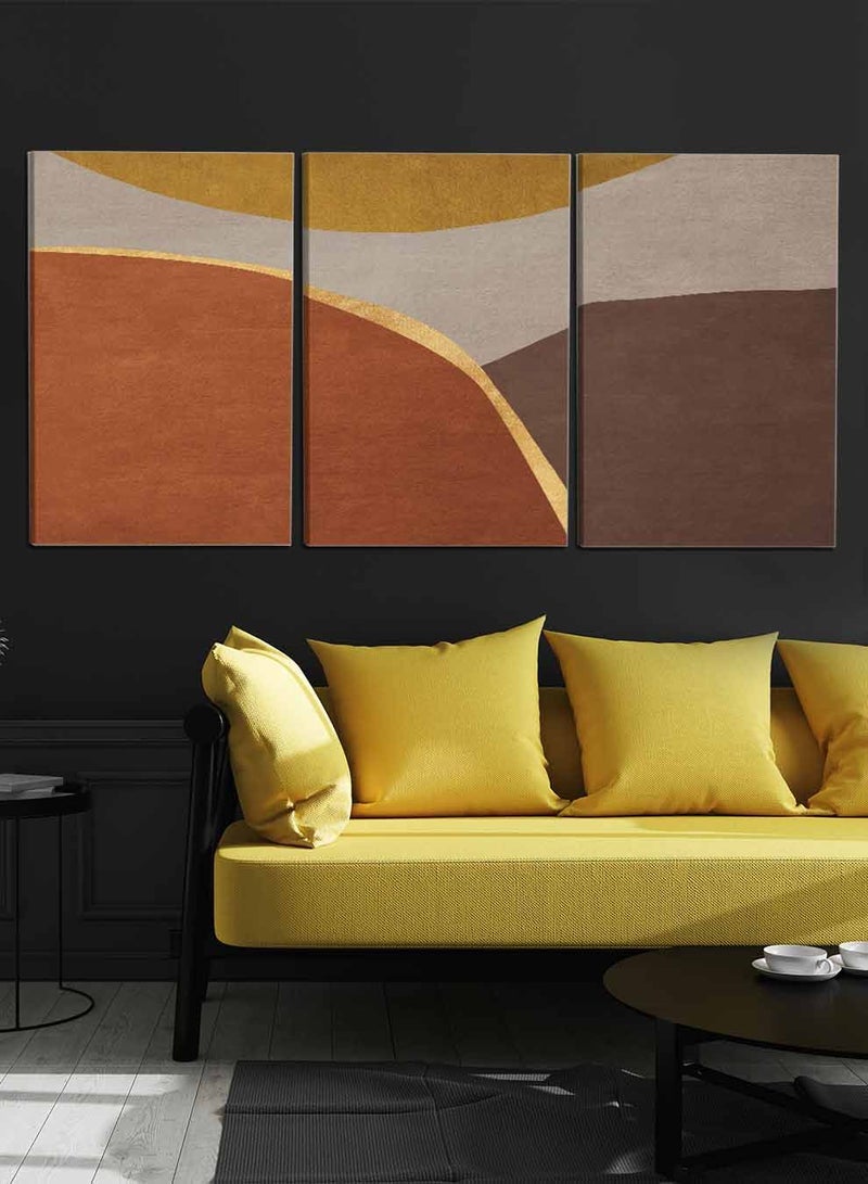 LOWHA مجموعة من 3 لوحات فنية جدارية مؤطرة من القماش مشدودة على إطار خشبي، لوحات جدارية تجريدية على السجاد، للمنزل، غرفة المعيشة، ديكور المكتب - Image 4