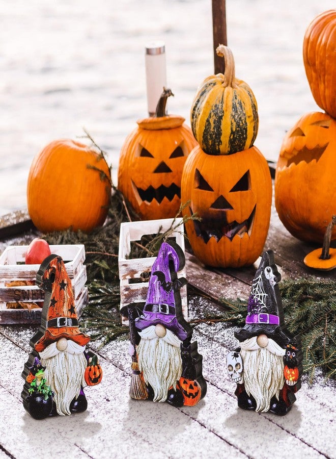 Yuntau 3 Pcs Halloween Gnome Figurines Table Decorations Wooden Little Gnomes Figurine Decor Elf Pumpkin Decoration for Halloween Table Centerpiece Home Office Gifts Party Supplies - Image 4